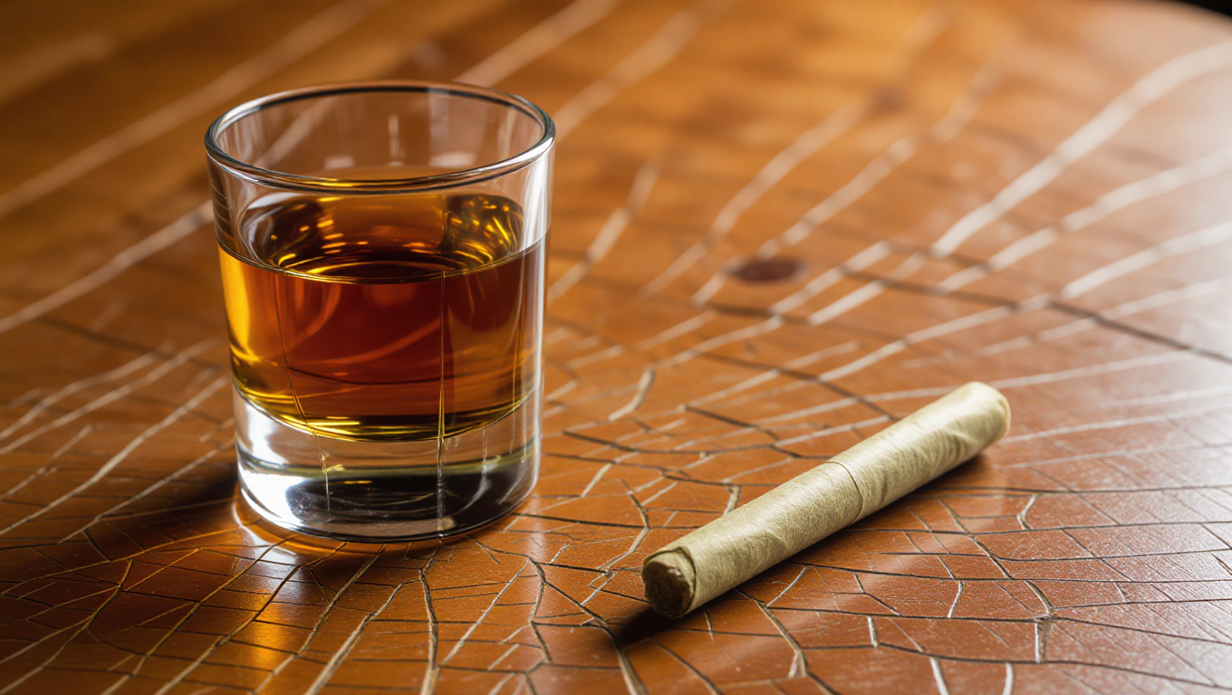 A visual contrast between the socially accepted poison and the criminalized plant.